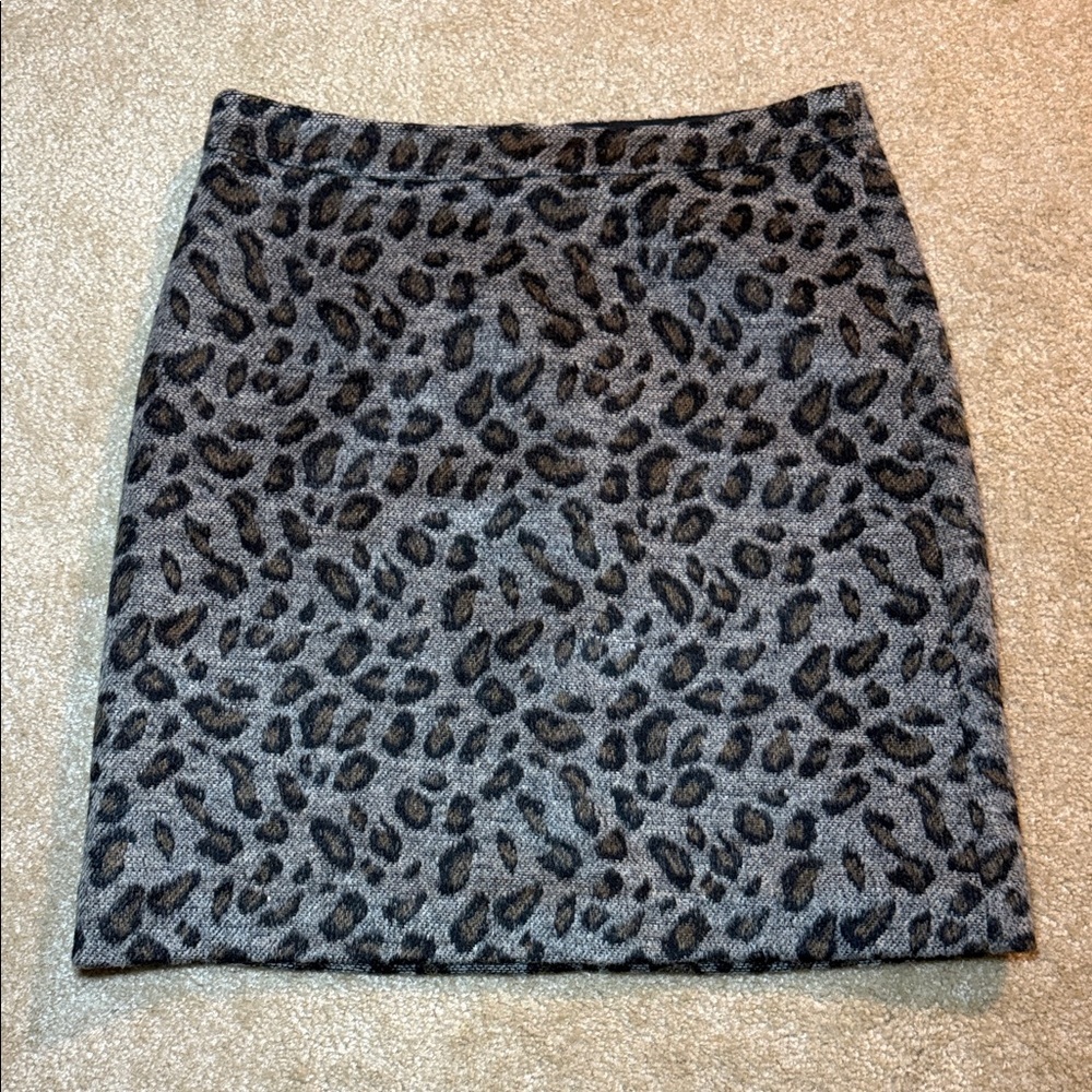 Ann Taylor Loft Leopard Print Gray Skirt